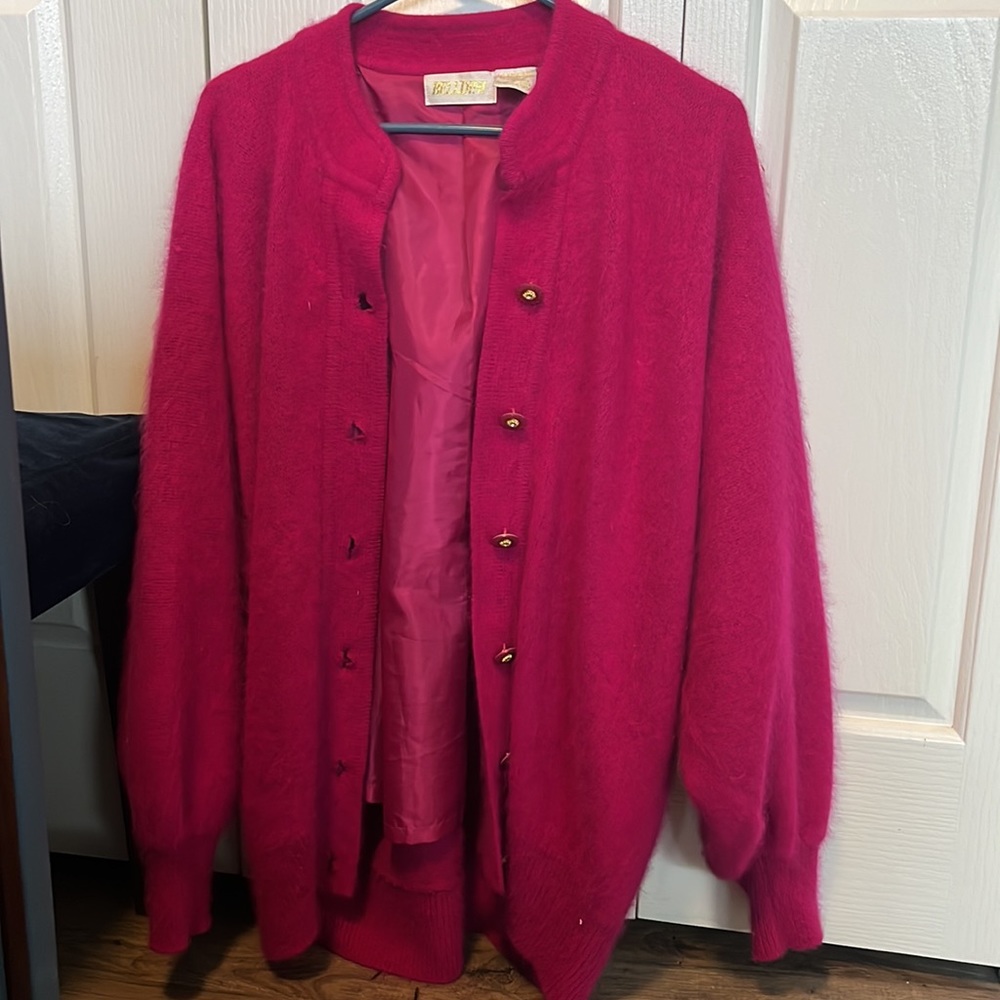 Vintage oversized deep pink cardigan from Belldini, size medium